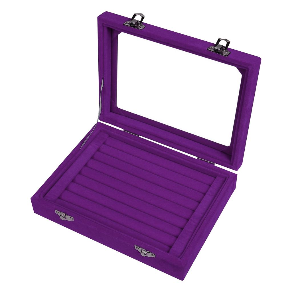 Women 7 Slot Velvet Jewelry Box Jewelry Organizer Display Tray Storage Box Rings Earrings Necklace Storage