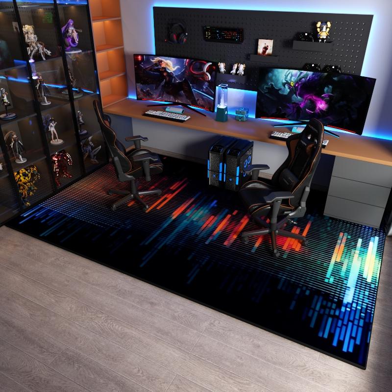 computer chair floor mat, gaming chair carpet, soundproof bedroom floor mat, Cyberpunk gaming room game console door mat