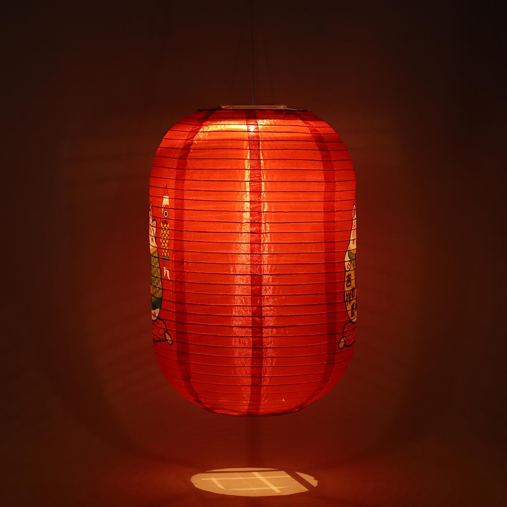 25cm Waterproof Solar Lanterns LED Light Nylon Cloth Chinese Japanese Hanging Lamp Outdoor Garden Yard Holiday Party Decoration