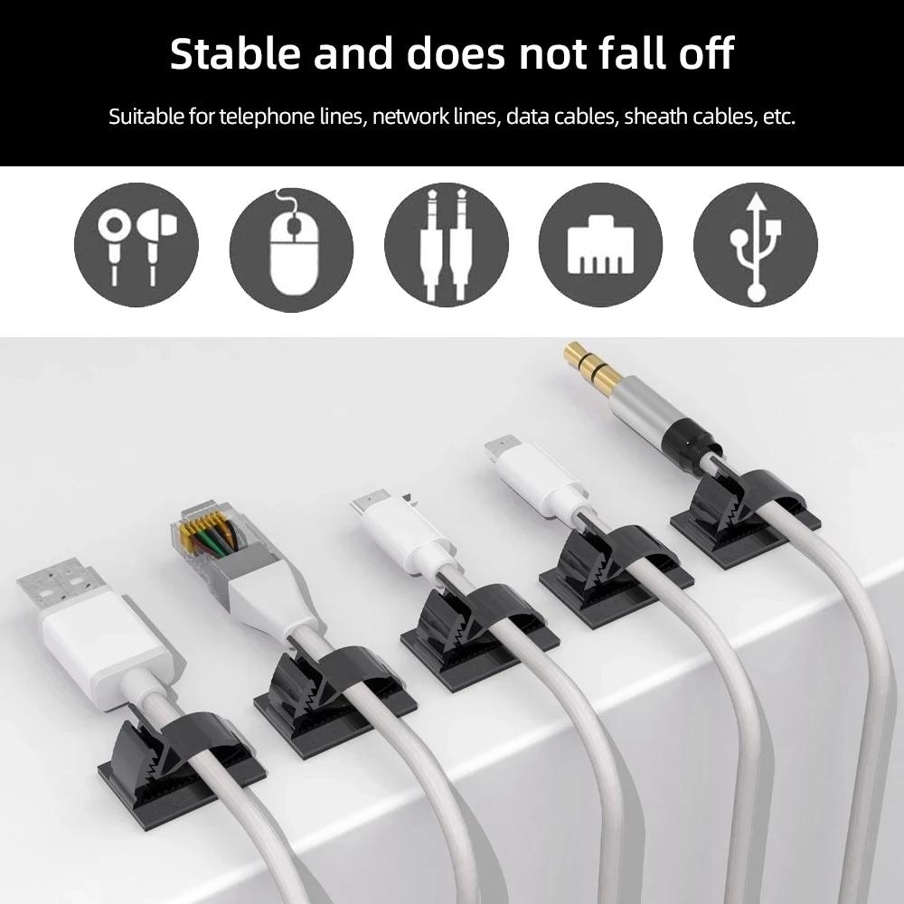 Xiaomi 50/30/10/1PCS Self Adhesive Backed Cable Clips Wire Clamps Adjustable Cable Winder Wire Management Charger Cord Holder Organizer