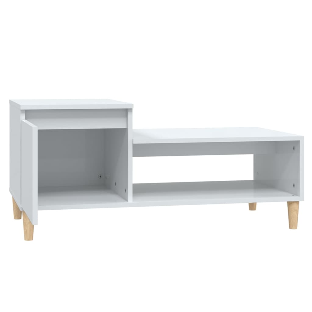 Glossy White Coffee Table 100 x 50 x 45 cm Particleboard