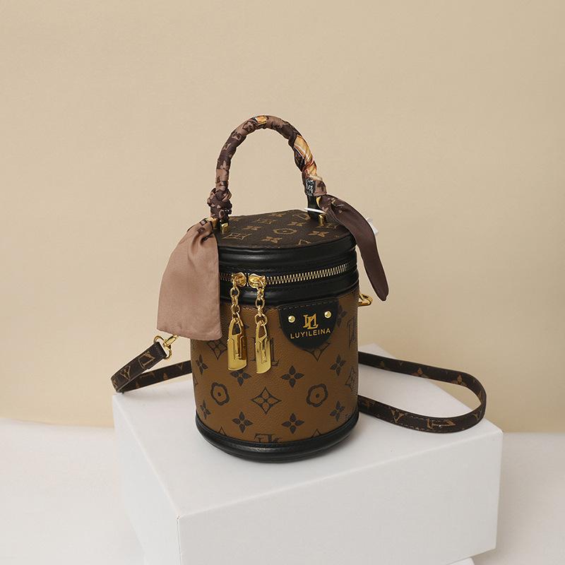 Fa Cai Bucket Women's Bag Commuter Versatile Portable Cylinder Bag Personality Mature Premium Texture Bucket Bag Women's Retro