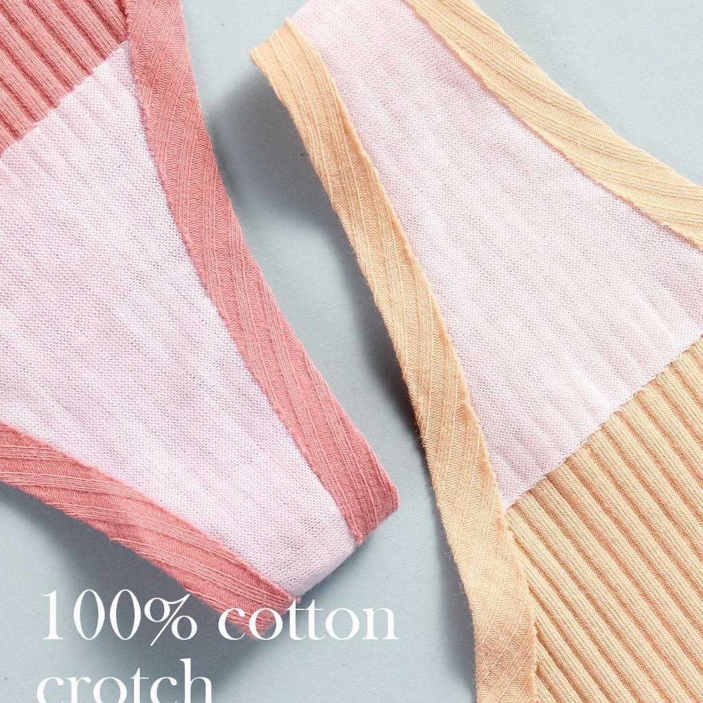 Pure Cotton Sexy Women's Thongs - Solid Color Ribbed T-Pants for Girls