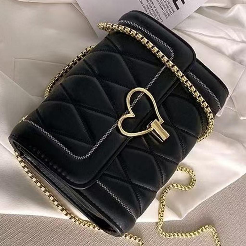 2026 New Love Lock Buckle Chevron Chain Bag Small Fragrance Lady's Commuting Bag Versatile Shoulder Bag Small Square Bag