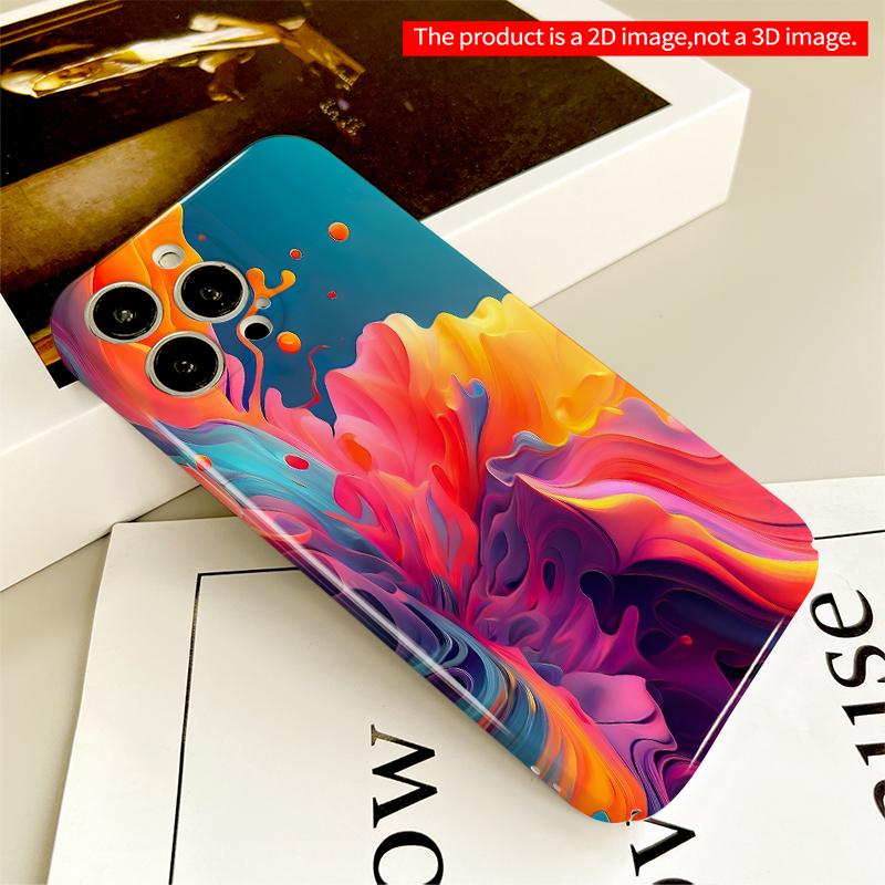 2DFlat Vibrant Fluid Abstract Art Phone Case All Inclusive Film Hard iPhone Case, Compatible with iPhone 18 Pro Max 17 16 15 14 13 12 11