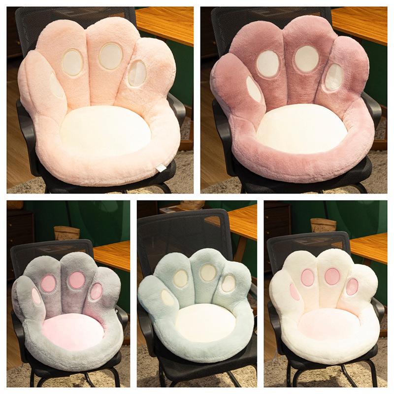 Bear Paw Cat Seat Cushion with Backrest & Waist Pillow - Plush Office Chair Sofa