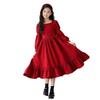 Cute Vintage Girls Lolita Long Sleeve Princess Long Dress For Kids Children