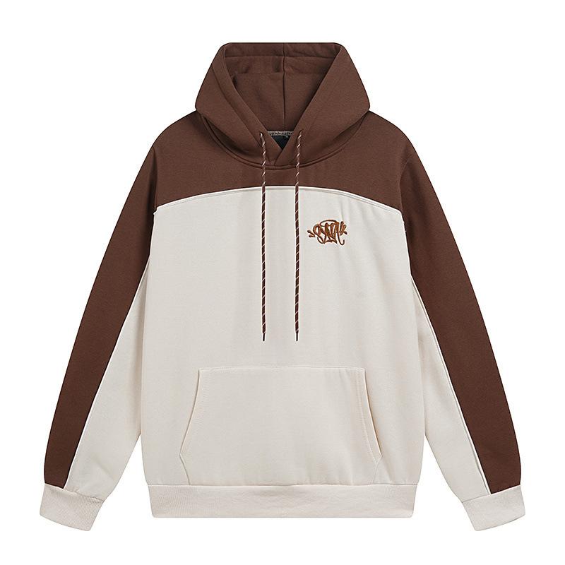 SynaWord Amerikanischer Spleiß-Pullover Hoodie Jogginghose Syna Herren- und Damen-Trendmarke Bestickter Farbabstimmender Partner Lässiger Anzug S white