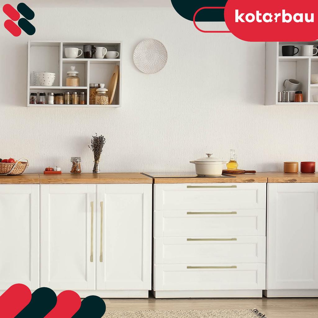 KOTARBAU® Kitchen Furniture Handle Classic Modern Oblong Long Matte Gold 221 MM Spacing 192 MM Set of 10