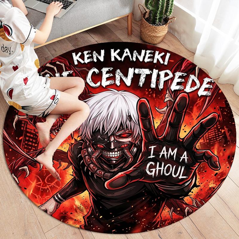Tokyo Ghoul Round Area Rug Carpet Rug For Living Room Bedroom Sofa Playroom Decor Nonslip Floor Mat