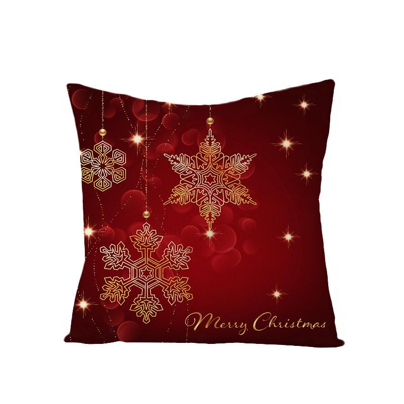 Cartoon Printed Polyester Pillow Cover Christmas Cushion Cushion Cover Red Christmas Home Decoration