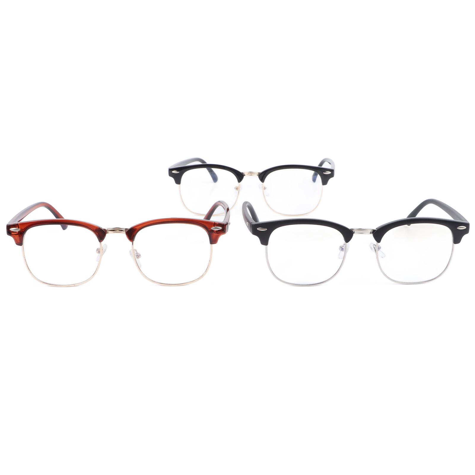 3PCS Glasses Metal Half Frame Retro Glasses Blue Light Blocking Reader for Men and Women plastic frame