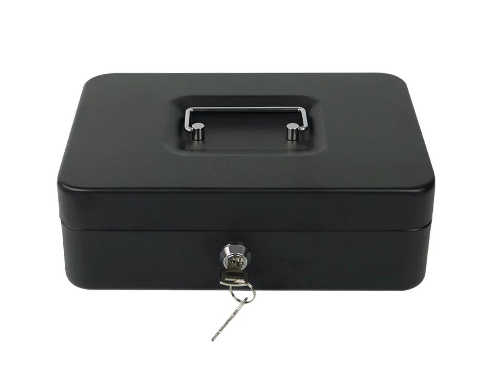 Black Steel Cash Box with Key Lock Hdwr Hd-Cb15