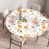 Round Table Cover Protector Elastic –Floral Print Fitted Tablecloth Waterproof,Elastic Edge Round Table Cloth for Dining Kitchen