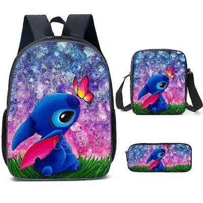 Stitch Cosplay Nylon Backpack Shoulder Bags Pencil Case Suit Anime Children's Waterproof Schoolbag Fashion Student Boys