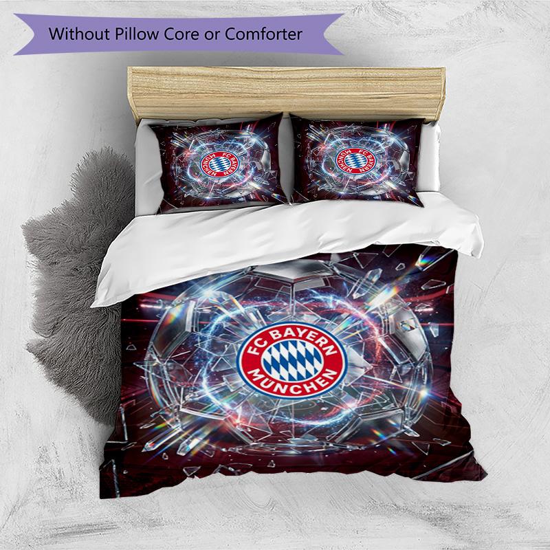 Set Lenzuola 3 Pezzi con Stampa Modello Bayern Monaco Morbido Delicato sulla Pelle Lavabile Copripiumino e Federe Set Tutte le Stagioni Camera da Letto