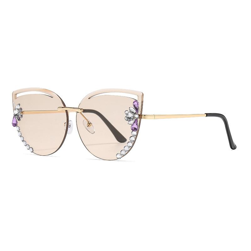 Cat Eye Sunglasses Fashion Metal Frame Uv400 For Outdoor Sun Protection