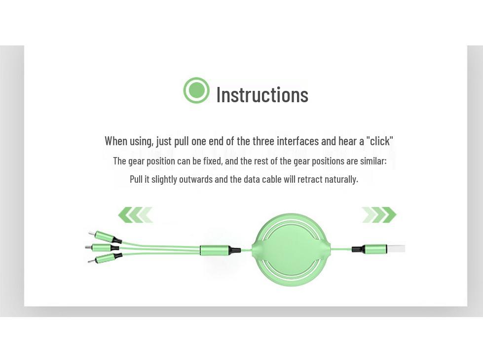Yuhe Retractable Silicone Fast Charging Cable: One-to-Three for Apple & Huawei with Custom Logo