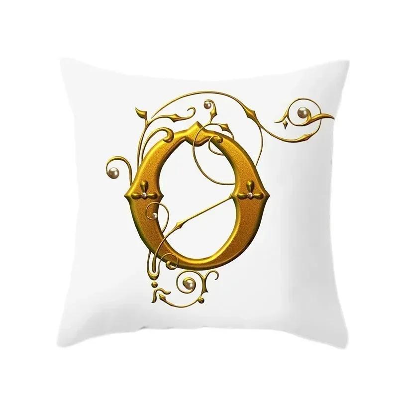 45*45Cm European Gold 26 Letters Pillowcase Digital Printed Peachskin Home Texile Pillowcase Home Decorative Sofa Cushion Cover