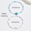 2Pcs Starfish Beaded Beaded Anklets Chain Set Bohemian Style Foot Bracelets  Jewelry Accessories