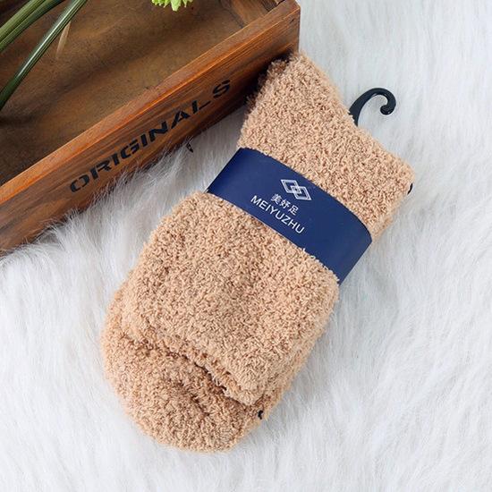 Men's Solid Color Half-Velvet Coral Fleece Warm Sleep Socks
