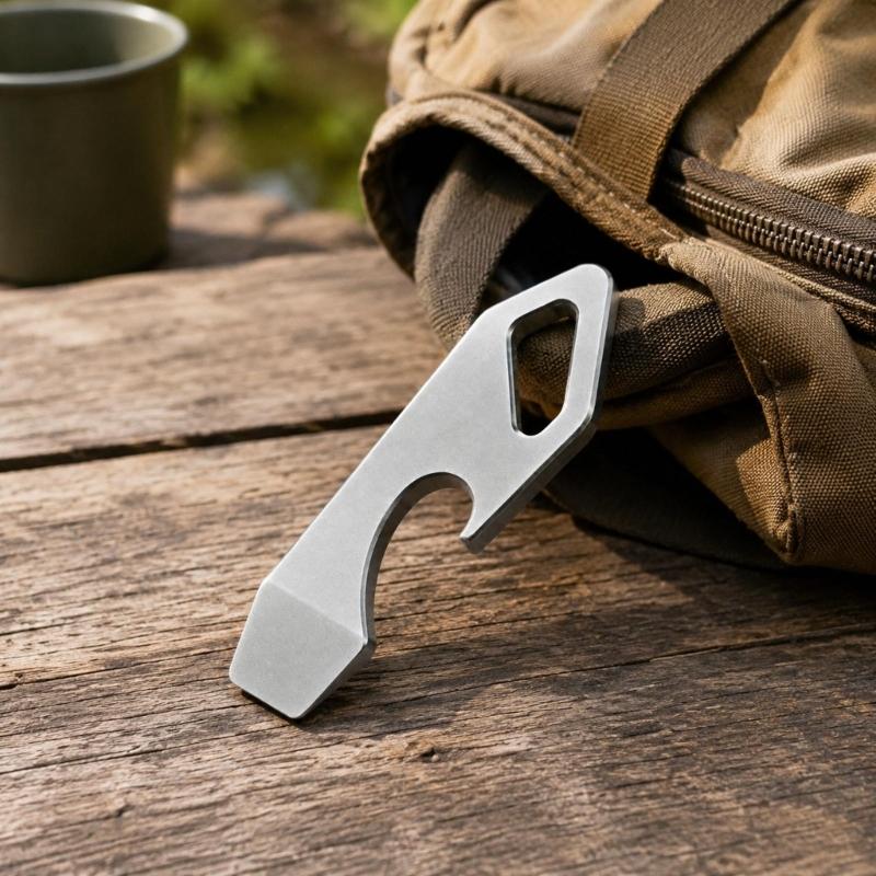Everyday Carry Pry Bar with Cap Opener, Integrated Flat Tool Body with a Wide Tip, Side Hook Opening, and Slot for Frequently Carried Gear