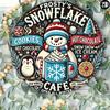Frosty Snowflake Cafe Metal Wall Sign 8x8 Inch Round Aluminum Art for Home Office Bar Shop