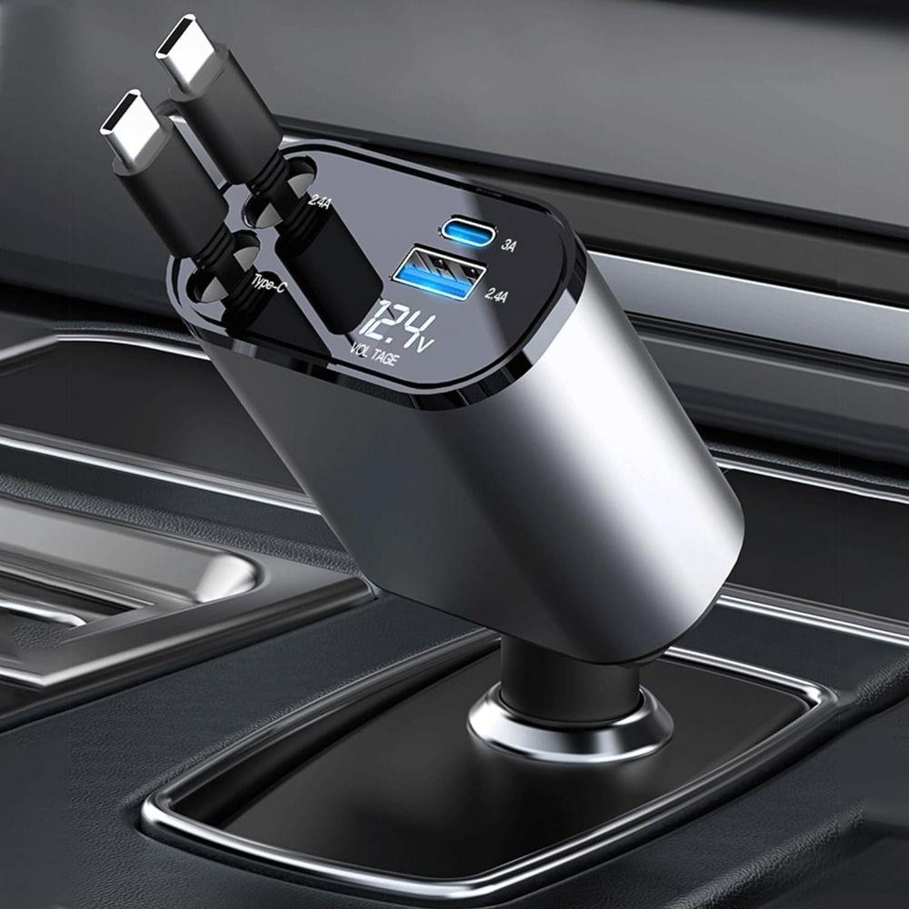 80cm Retractable Cables Car Charger 120W Fast Charger Vehicle Mounted Inverter  Travel
