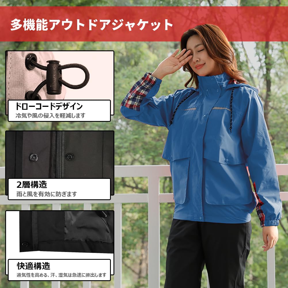 Haină de ploaie Set jachetă și pantaloni Impermeabil dublu la modă Parka de munte Golf Ciclism Alpinism Golf Pescuit Navetă Jachetă de vânt [Aoki