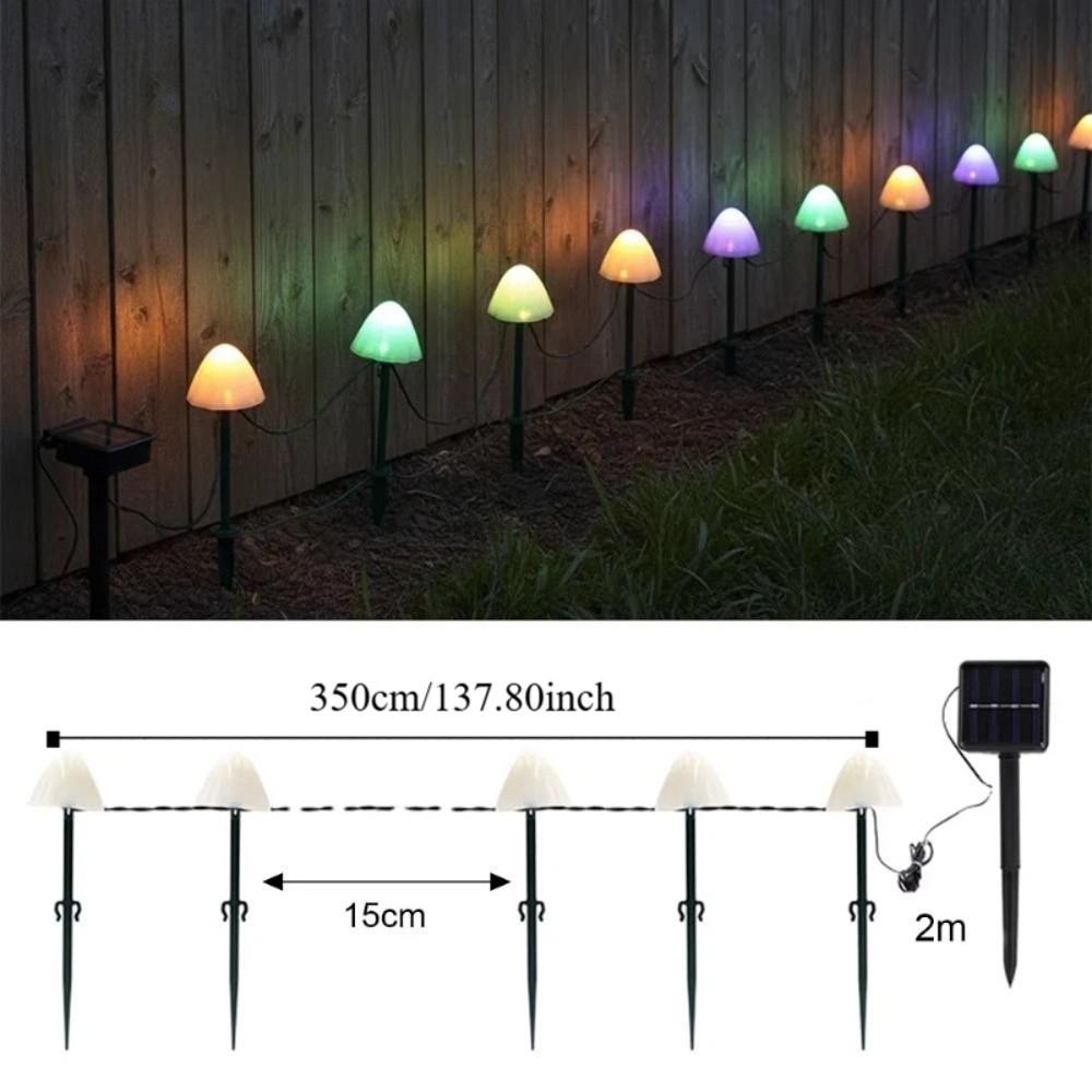 Waterproof Design Solar LED String Lights 3.5/3.8/5m Color Changing Mushroom Solar Lights 8 Modes Mini Mushroom Lights