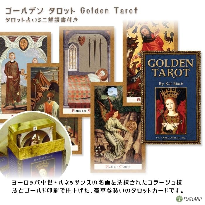 Golden Tarot Tarot Reading Japanese Instruction Manual Authentic Tarot 78 Cards Instructions, Included, Cards,