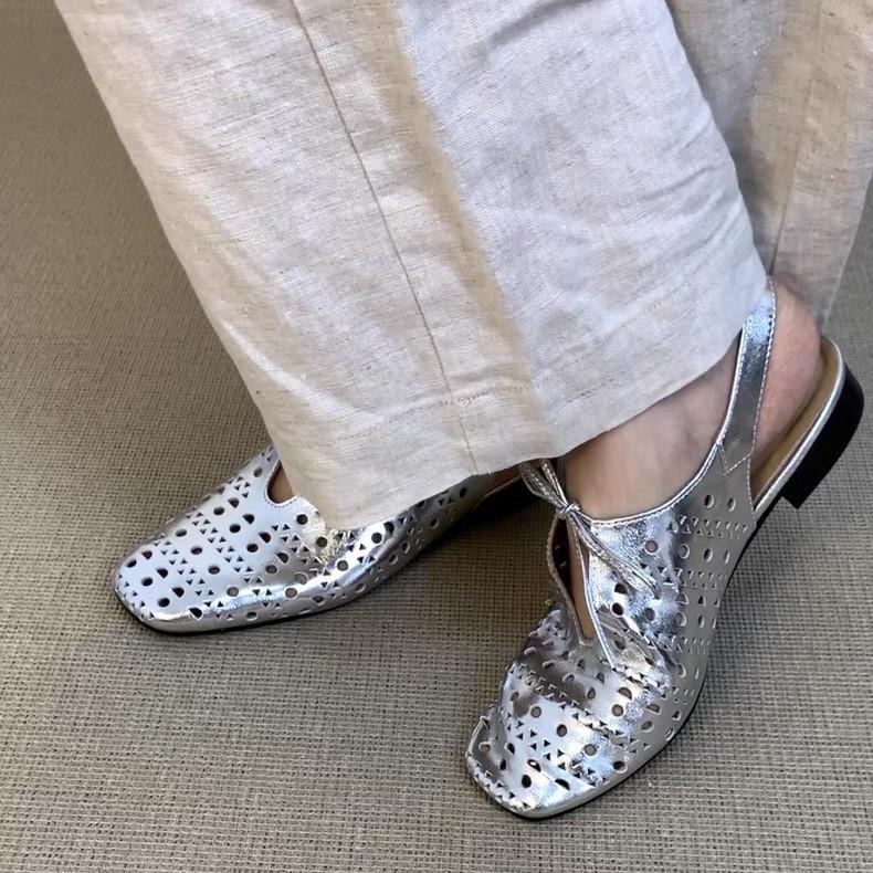 New Retro Style Square Head Hollow Woven Breathable Light Mouth One-word Buckle with Thick Heel Sandals Women