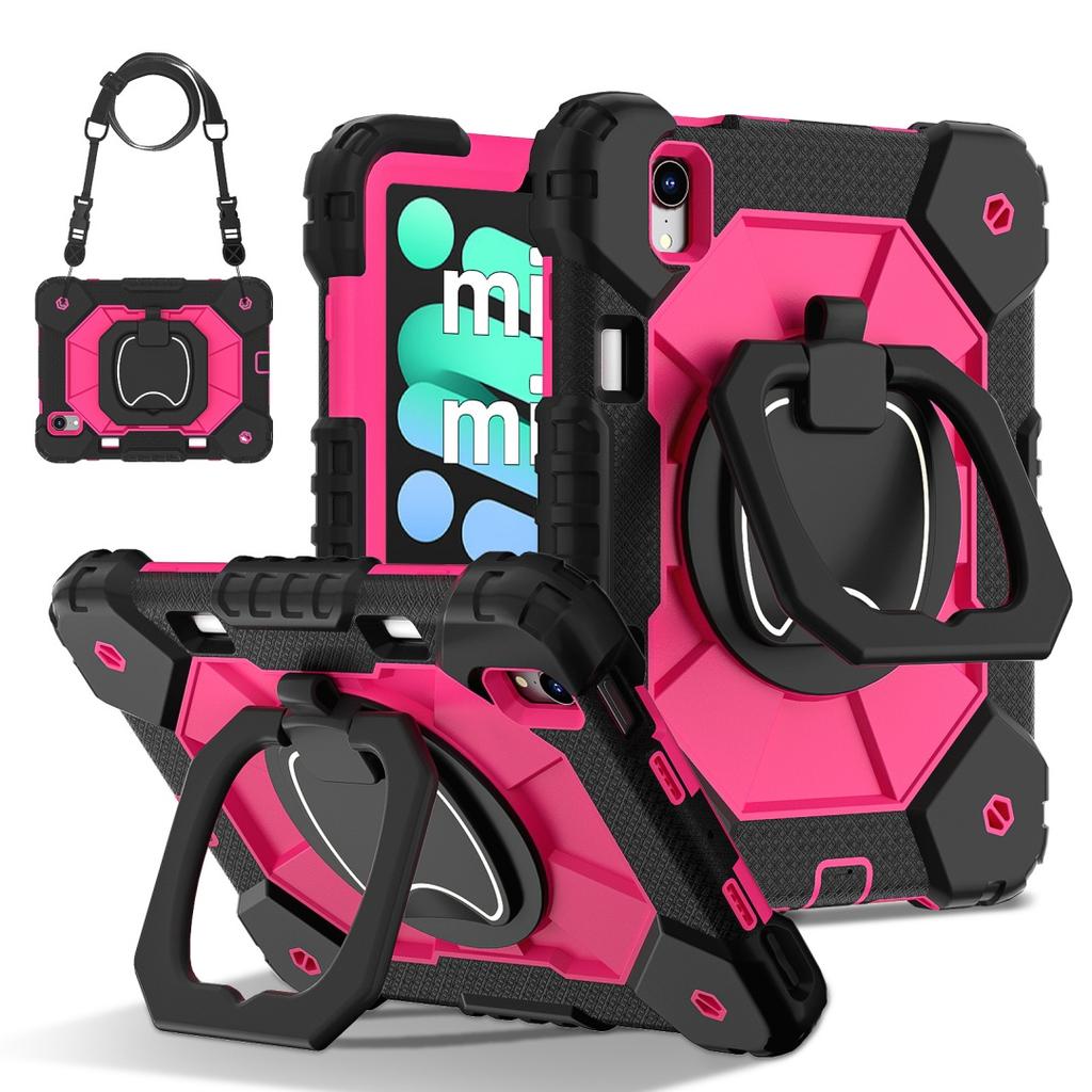 For Apple iPad Mini (2024) 360° Rotating Grip Heavy Duty Protection Stand TPU+PC 3in1 Anti-knock Shockproof Tablets PC Case