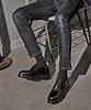 Miamiproject 0191 Art Deco Leather 3-Hole Derby Shoes Vantablack
