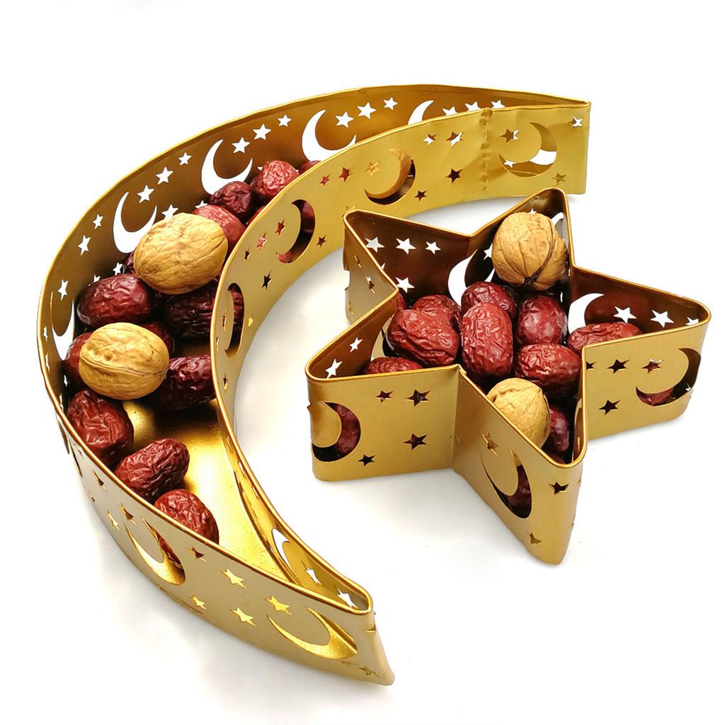 Moon Star Dinner Plate Tray Hollow Pattern Rounded Edges Rust Prevention Moon Star Serving Tray for