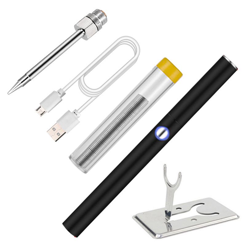 Portable Rechargeable Cordless USB Battery Soldering Iron Set with Tips