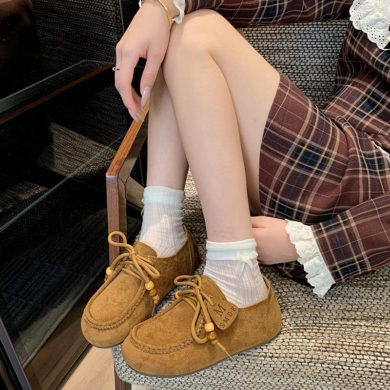 Velvet retro fashion versatile women's spring and autumn new thick-soled heightening casual shoes women