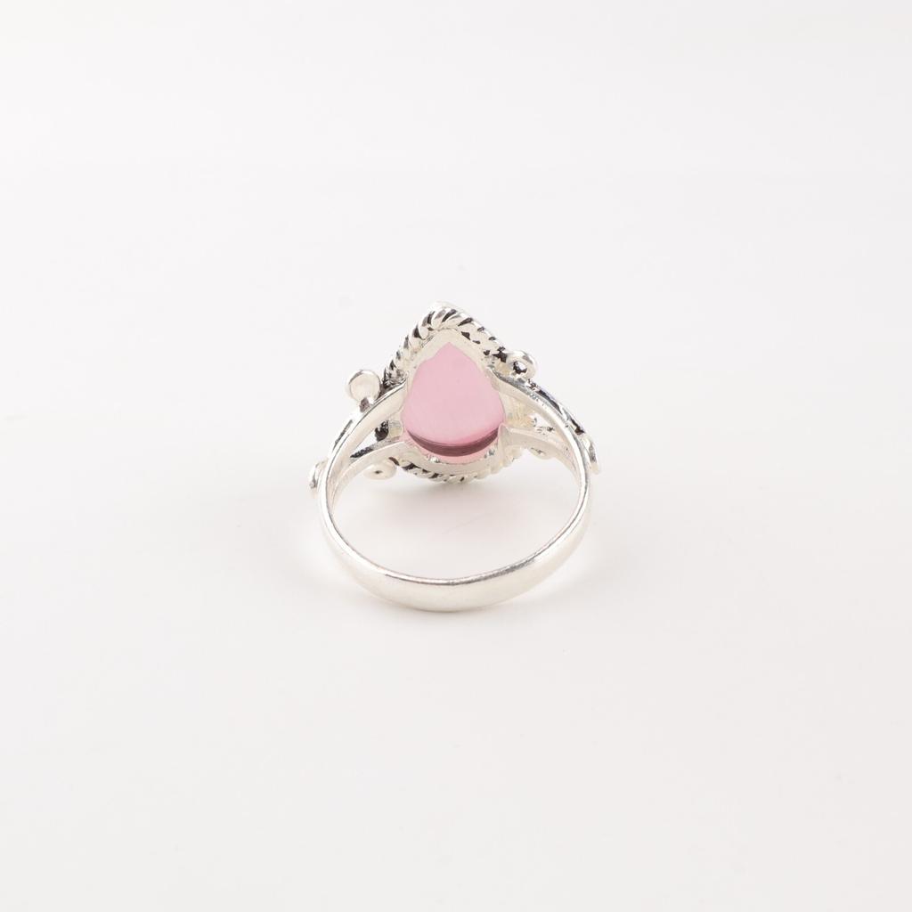 Pierre gemme œil de chat rose Argent massif 925 Bijou Fait main Bague Cadeau pour anniversaire RR-57-39