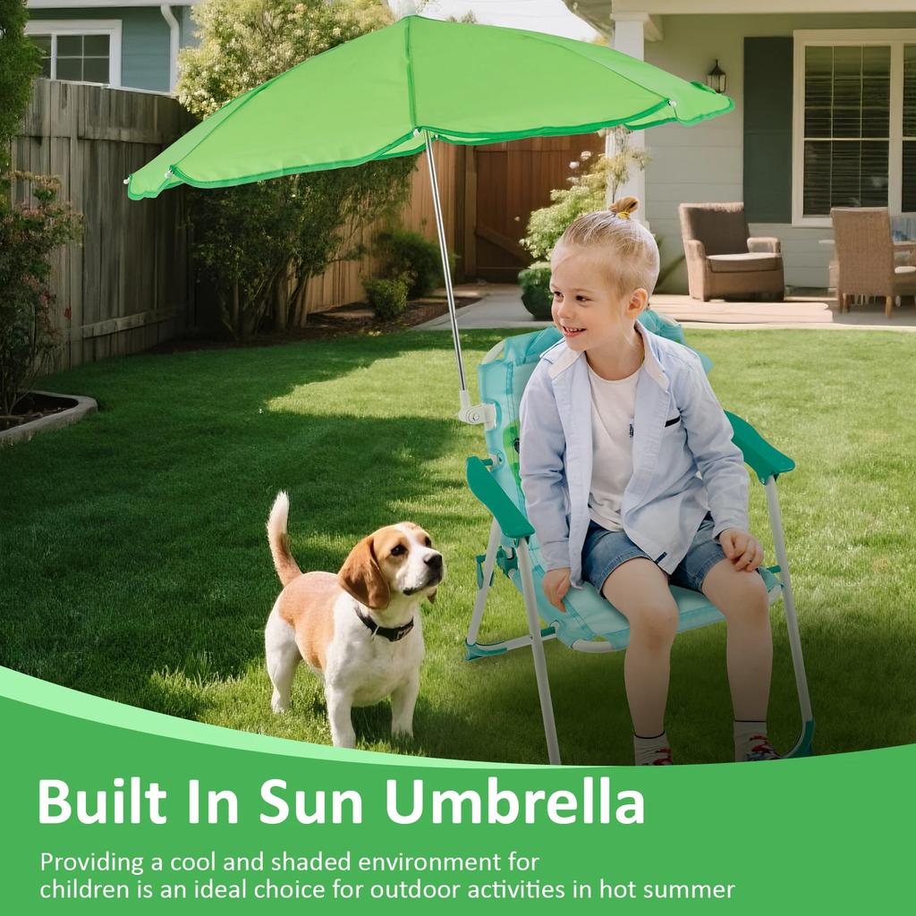Kids Folding Beach Chair With Sun Umbrella Outdoor Lightweight Travel Picnic Child Camping Chair Wind Resistant Beach Lounger