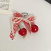 Kersen Ruit Strik Sleutelhanger Parel Kant Bedel Hanger Sleutelhanger Sieraden Voor Meisje Vrouwen Cadeautas Decoratie