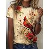 Fashion Women Retro Creative Bird Pattern Print T Shirt Funny Casual O-neck Short Sleeves T-shirt Summer Female Tee Shirt