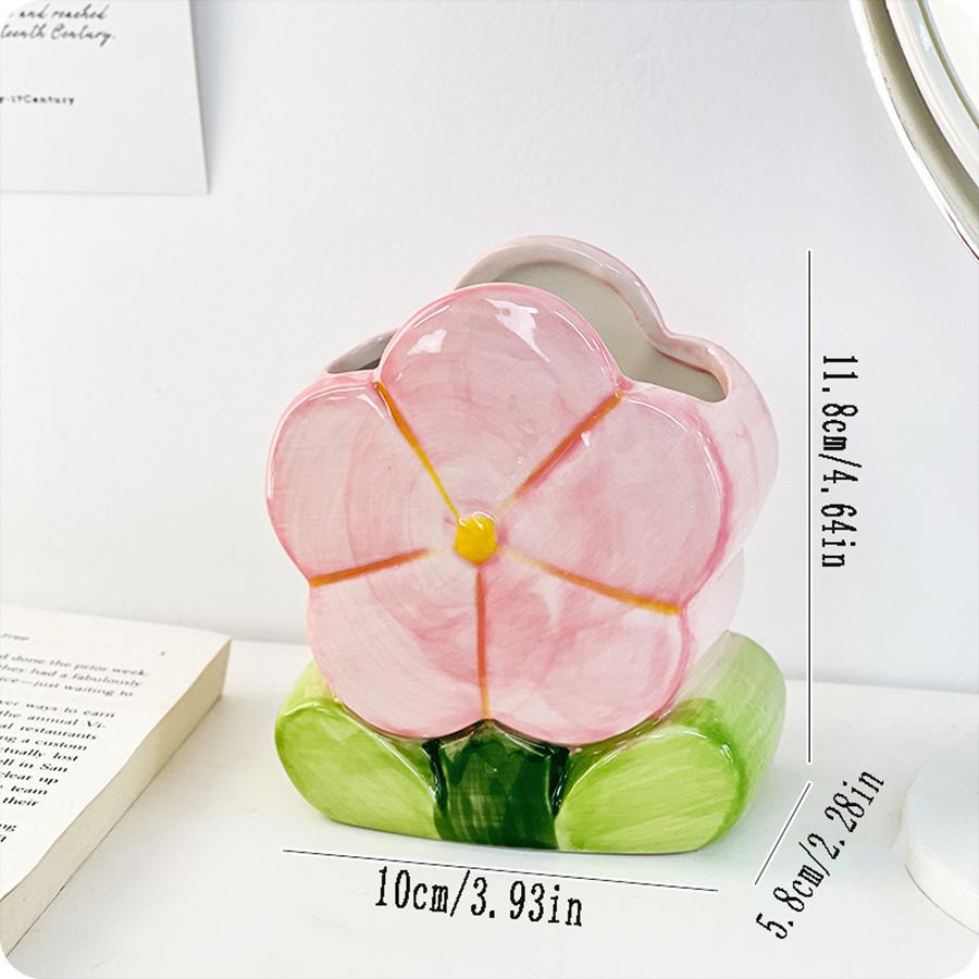 

1 шт. Подставка для ручек в виде цветка, керамическое украшение для рабочего стола, милый органайзер для стола, офиса, подставка для канцелярских товаров, можно использовать для украшения