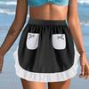 Maid Apron Costume Adjustable Ruffled Maid Apron for Halloween Cosplay Women Kitchen Apron Cooking Apron with 2 Pocket