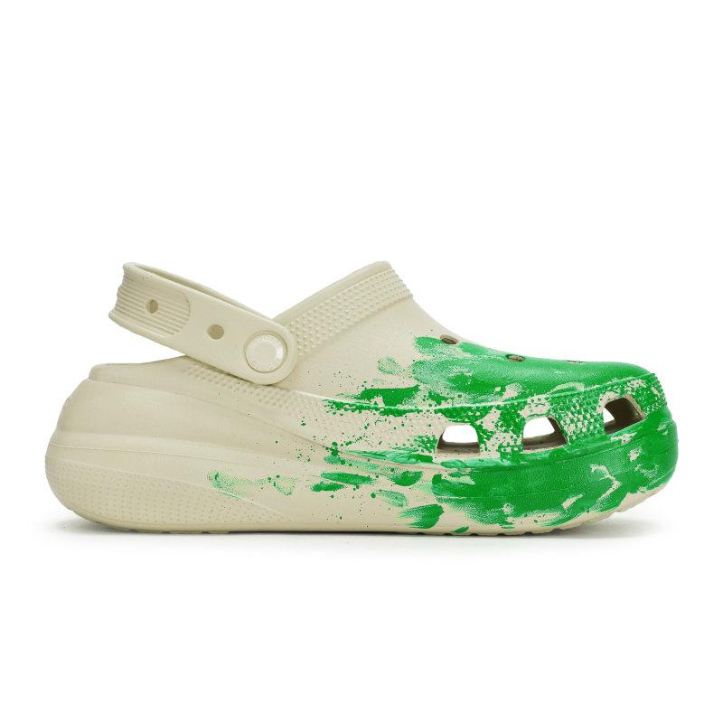 Crocs Crush Clog 811 Manufacture Camping Site Special Shoe Box Ink Splash Poop Feeling Hole Shoes Unisex Bone White Green