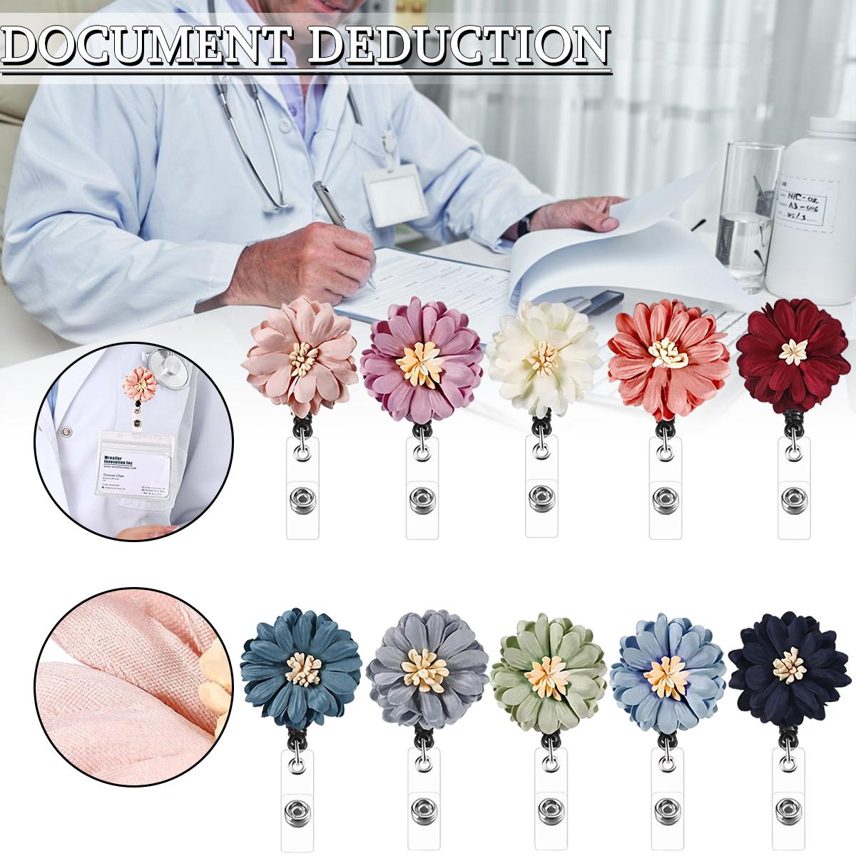 

PDTO Выдвижной держатель для бейджа с цветком и зажимом для бейджа в виде крокодила, зажим для бейджа, катушка для бейджа