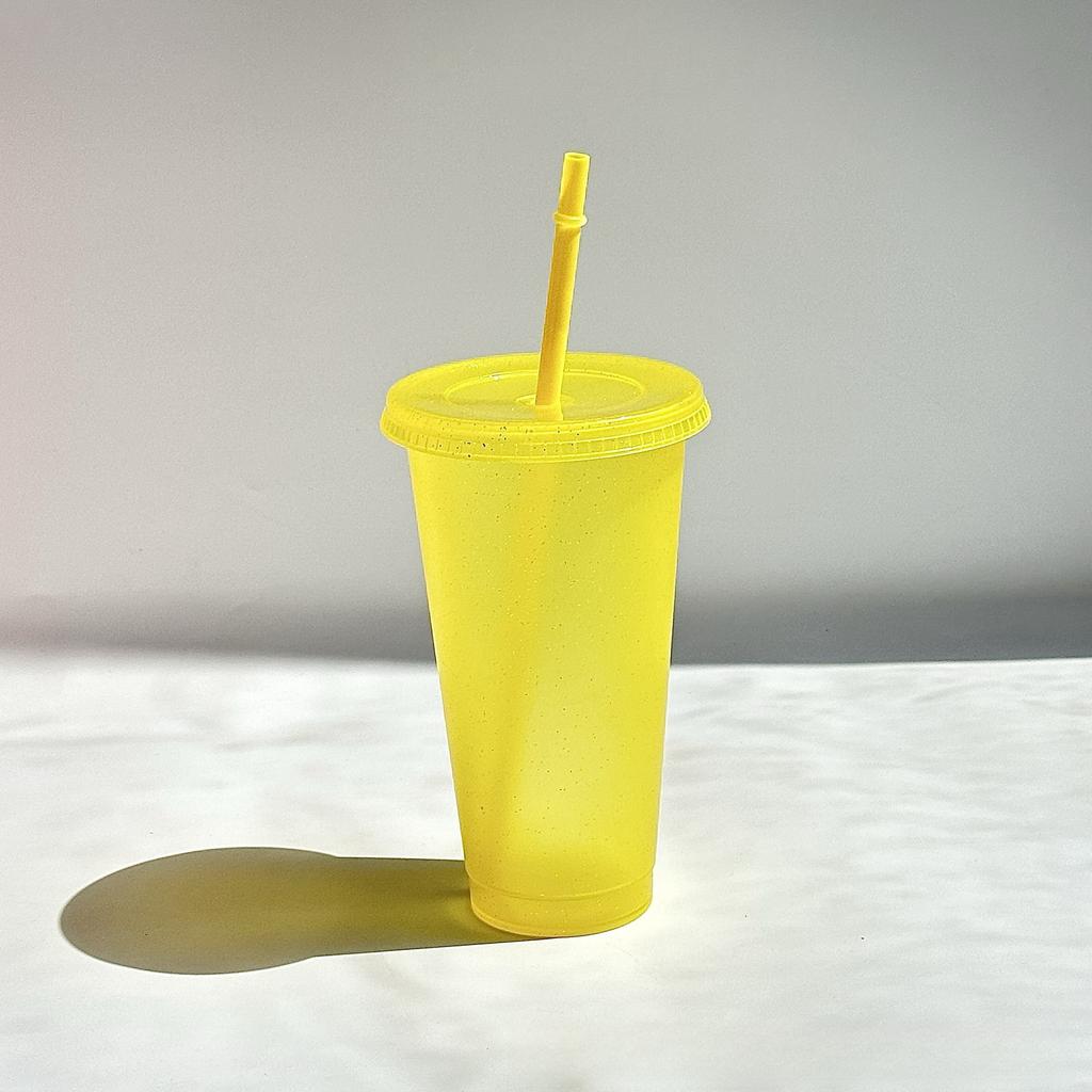 Plastové kelímky s víčky a slámkami Šálek na džus Mléko Čaj Šálky na kávu Šálky na pitíStudené Šálky Šálky na změnu barvy, Šálky se třpytkami Výměnné Šálky na párty