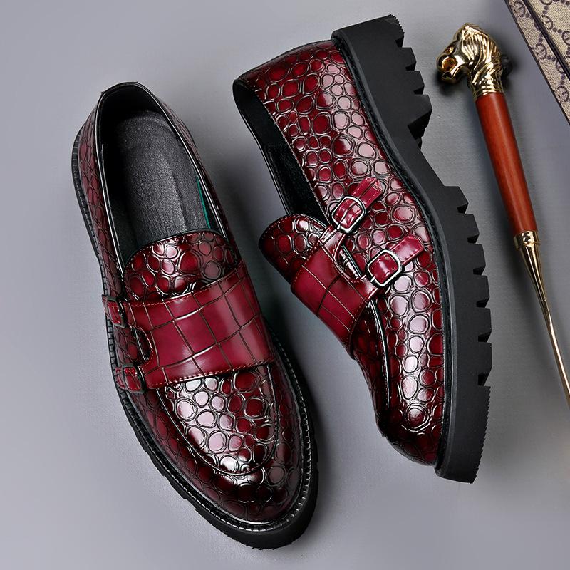 2025 Spring Autumn New Casual Leather Shoes for Men Thick Soles Buckle Designer Shoes Male Big Size Business Dress Loafers Man