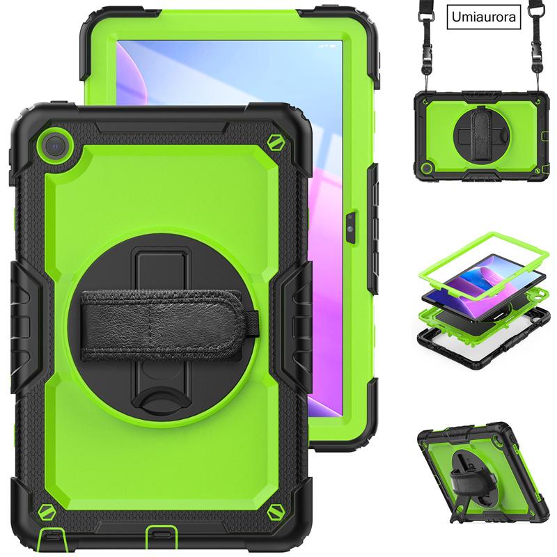 For Lenovo Tab M10 Plus 10.6" TB128FU 3rd Gen 10.1 Inch TB328FU X306F X606F Shockproof Rugged Tablet Case Hand Strap Stand Funda