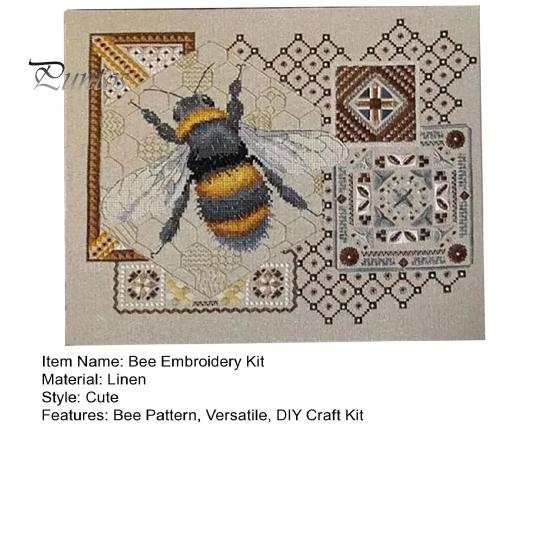 Kit de broderie Set de broderie albine cu cărți de culoare Practică cusătura în cruce Cusătură pe spate Kit de artizanat bricolaj Material pentru broderie