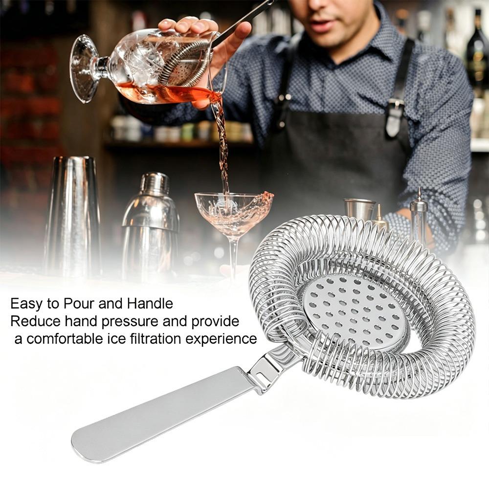 With Handle Cocktail Strainer Stainless Steel Drink Strainer Professional Ice filter Party серебряный
